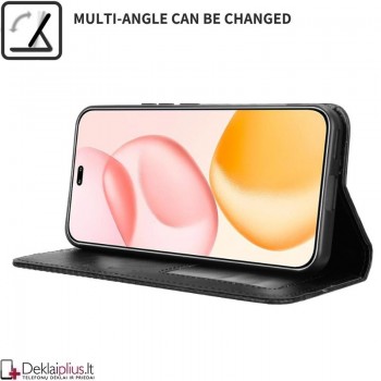 Dirbtinės odos atverčiamas dėklas su skyreliais - juodas (Huawei Honor 400 Pro) Dirbtinės odos atverčiamas dėklas su skyreliais - juodas (Huawei Honor 400 Pro)